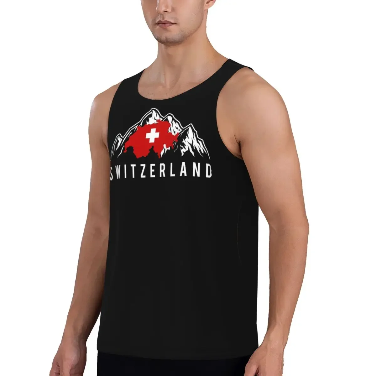Quick Dry Swiss Switzerland Flag Gym Tank Muscle Sleeveless Shirt Bodybuilding Breathable Vest