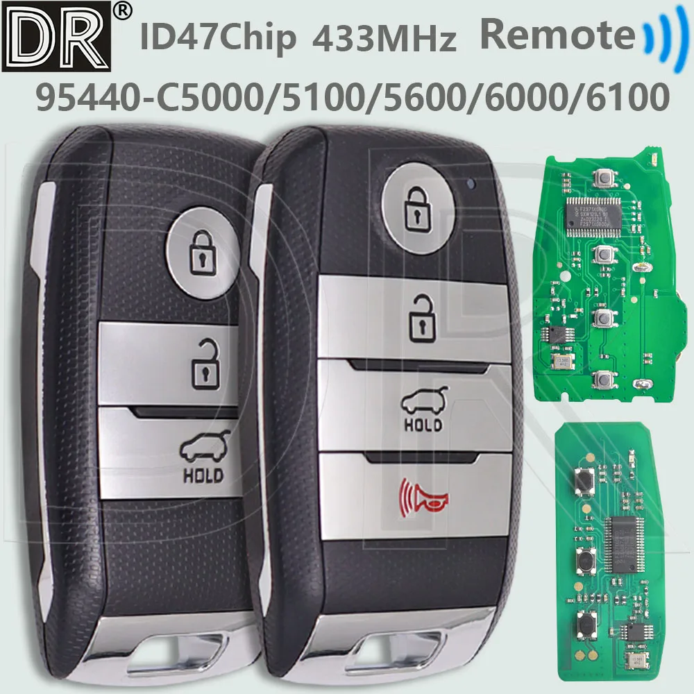 DR 95440-C5000/C5100/C5600/C6000/C6100 ID47 Chip 433MHz Keyless Go Proximity Car Remote Key For KIA Sorento 2016 2017 2018
