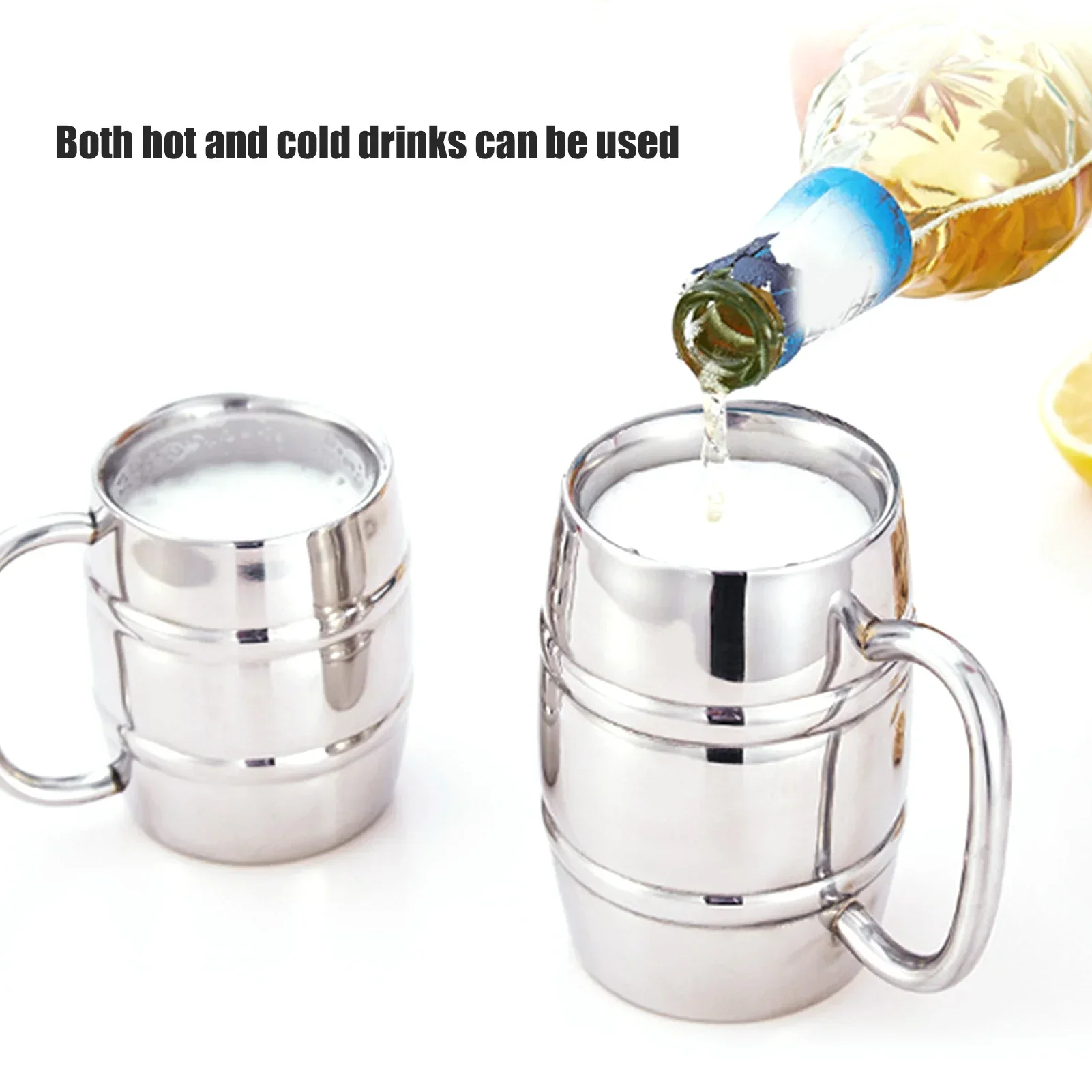 Beer Mug DoubleWalled Large 550ML Whiskey Barrel 304 Stainless Steel Milk Cup For Hot Cold Drinks - view 4
