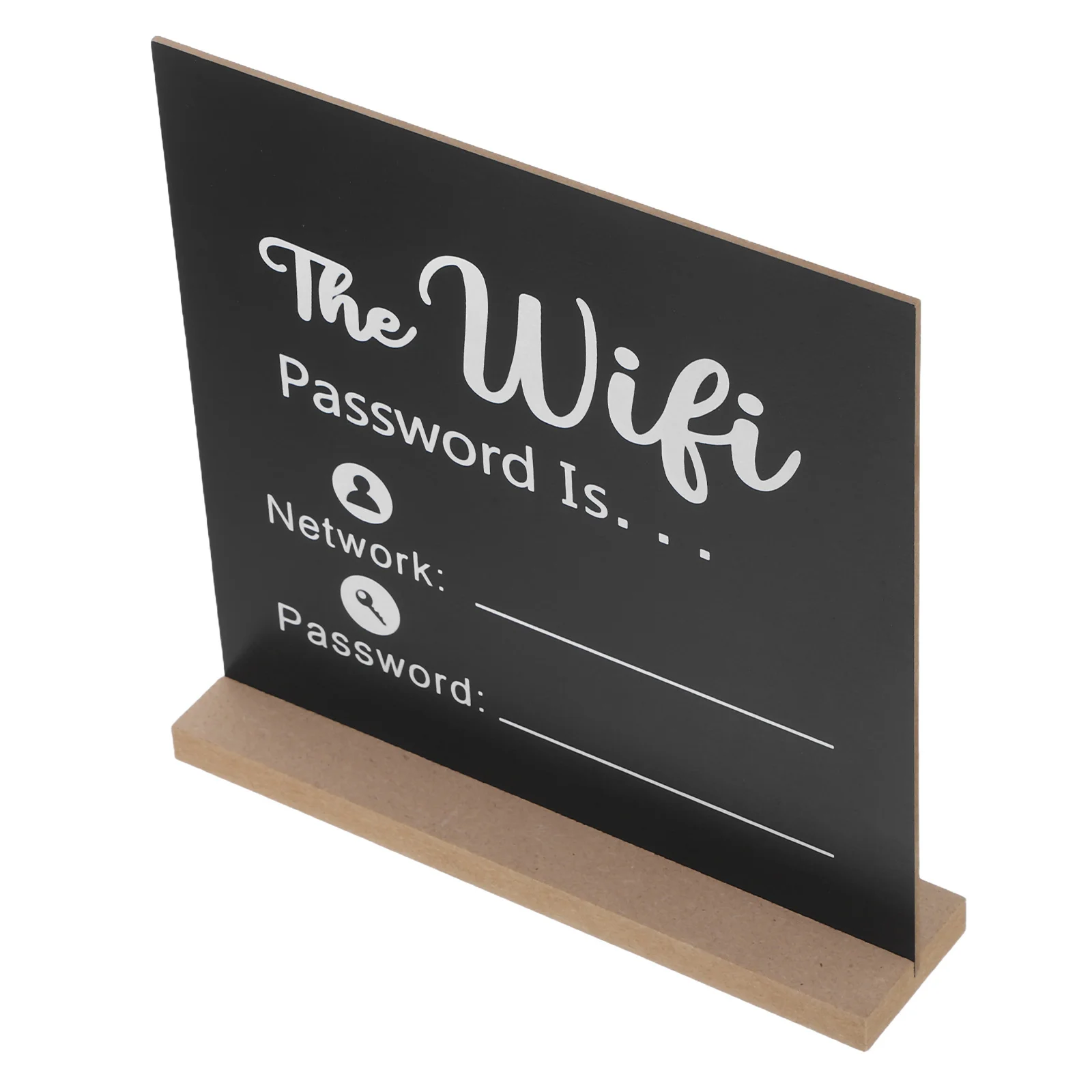 Wireless Network Signage Black Desktop Wifi Password Board With Base For Office Hotel Conference Room Vertical Tabletop