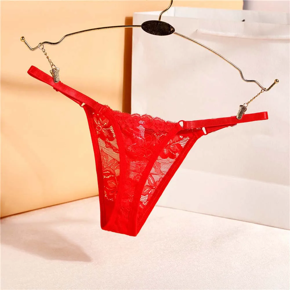 

Seamless Transparent Low-waist T-Back Underwear Underpants Women Thong Sexy Briefs Lace Panties Pendant diamond