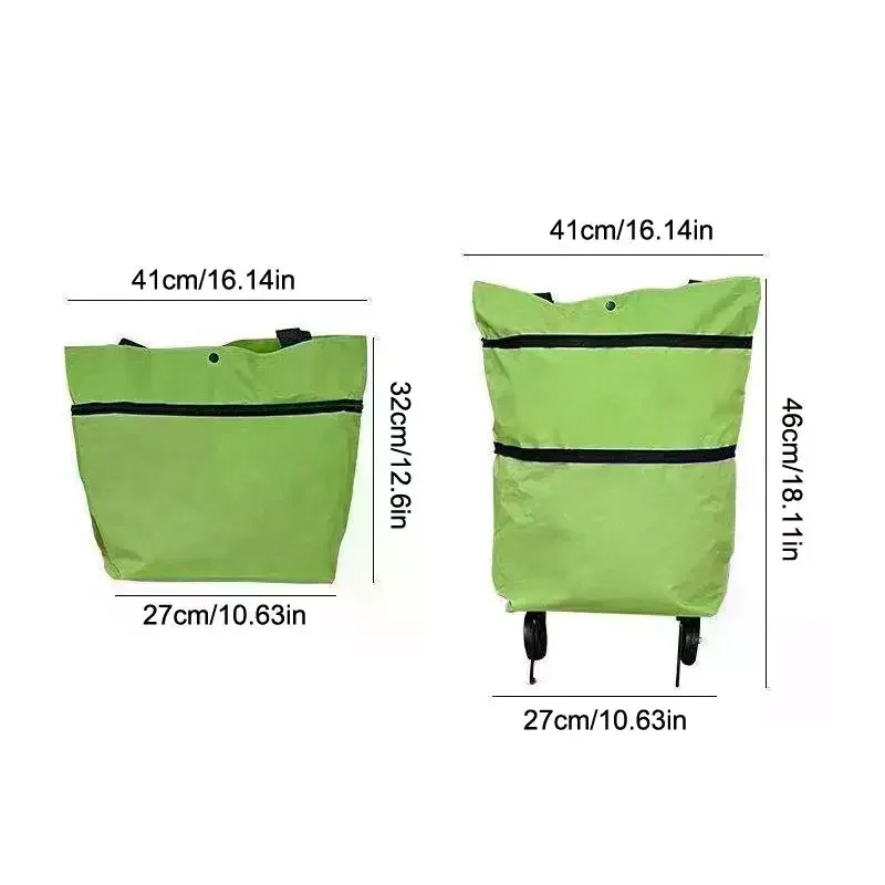 Portable Foldable Shopping Bag With Wheels Trolley Large Reusable Cloth Handbag Tote Bags Supermarket Home Grocery Pull Cart Bag
