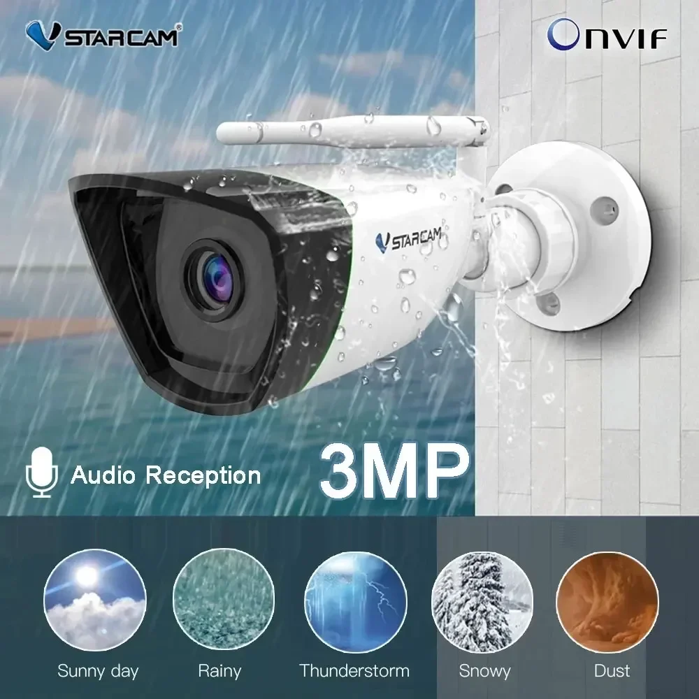 Vstarcam 3MP Camera Bullet Wifi Surveillance Security Camera IR Night Vision Motion Alarm Waterproof Humanoid detection Camera