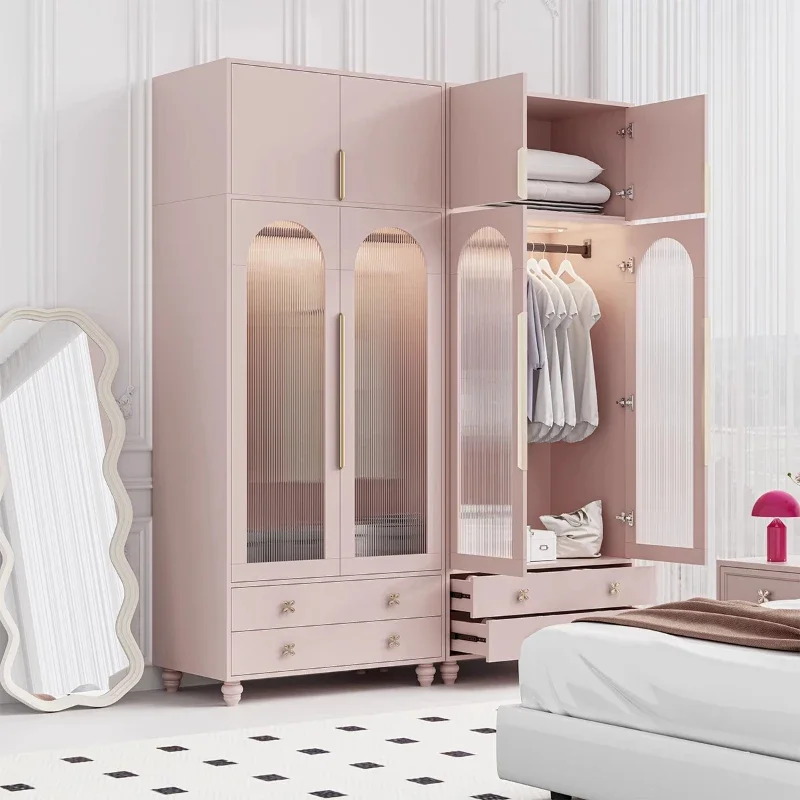 

large and small apartment wardrobe, pink high cabinet locker