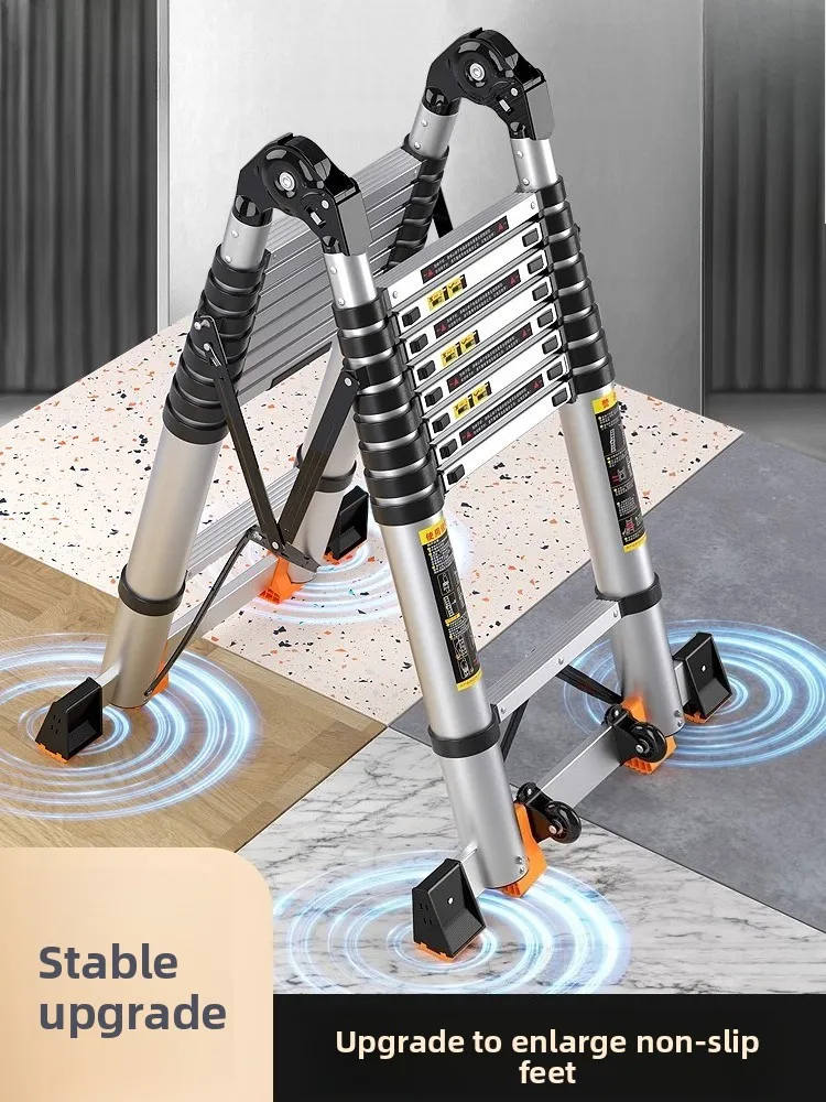 

Aluminum alloy herringbone ladder household telescopic folding multi-functional thickened portable engineering lifting staircase
