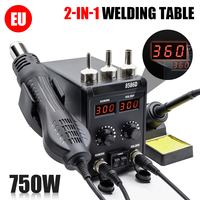 8586D Soldering Station 2 IN 1 Hot Air Gun 2 Digital Display Temperature Regulatingfor Welding Rework For SMD Repair Solder Iron