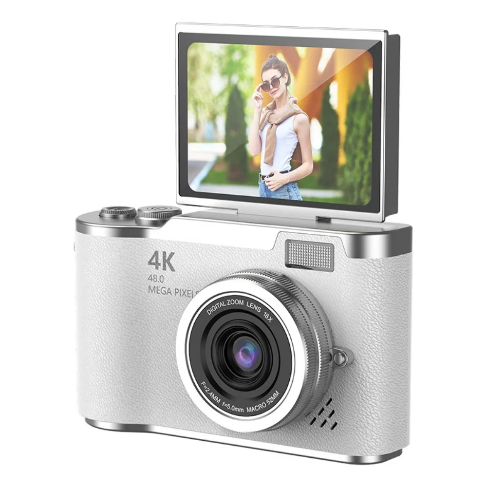 

High-Definition HD Digital Camera 4K 48MP Flip Screen Video Camcorder CCD 8X Digital Zoom with Hanging Straps