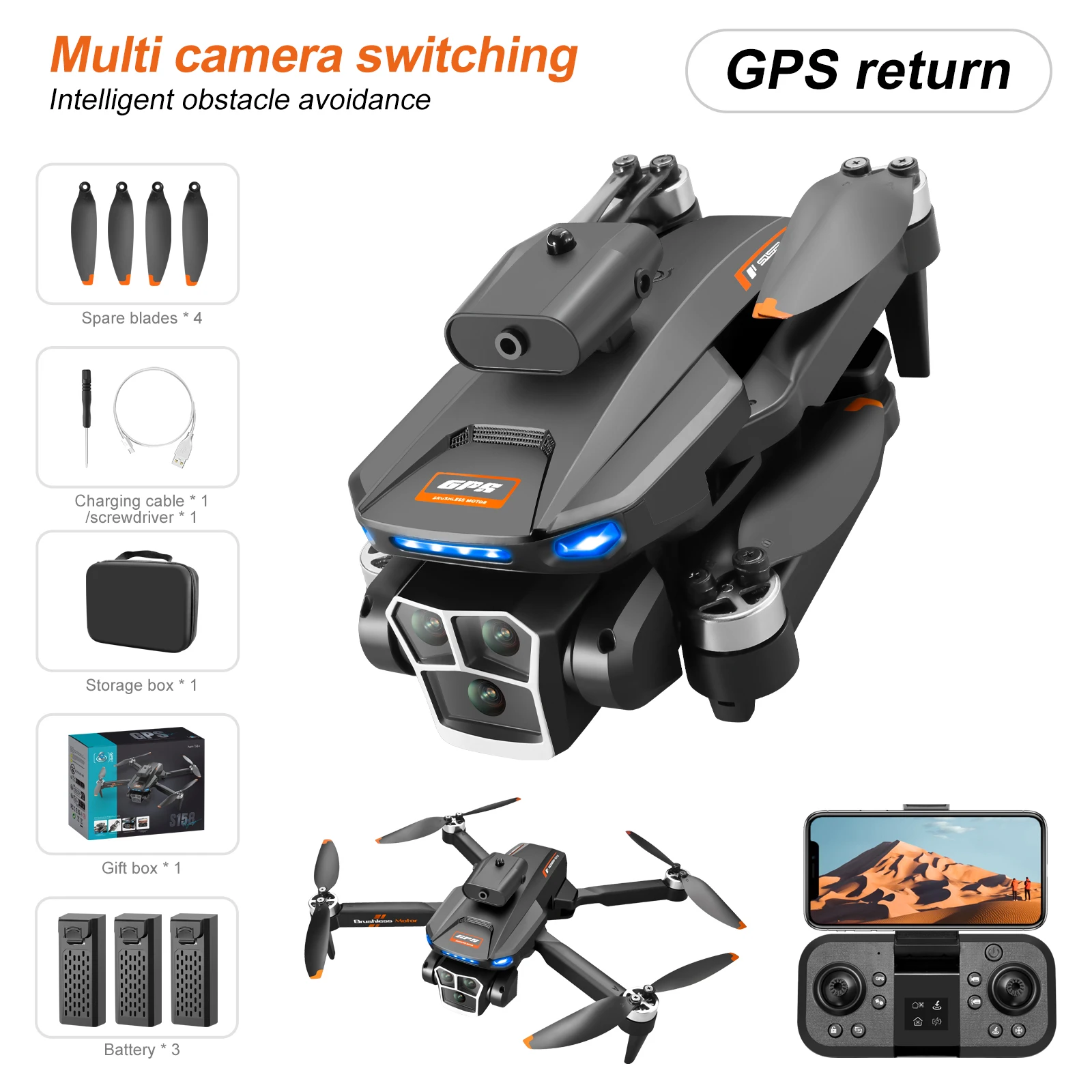 S158 Drone 8K HD 5G GPS Aerial Photography Dual-Camera 360° All-around Obstacle Avoidance Brushless Drone Quadcopter UAV Toys