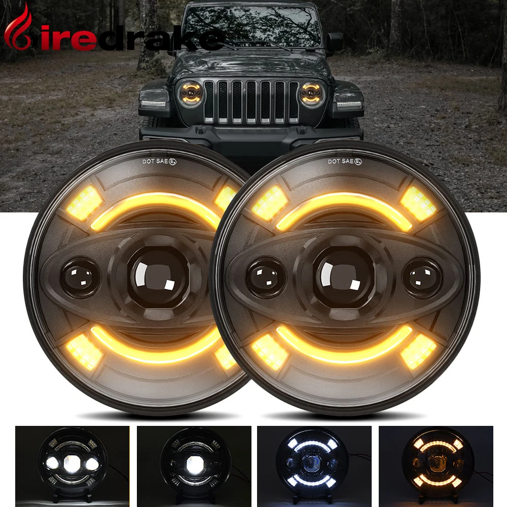 

Firedrake R3 7-inch Wrangler Headlights Jeep Round Headlights Off-road Headlights H4 240W 140000LM 6000K 3000K 24v