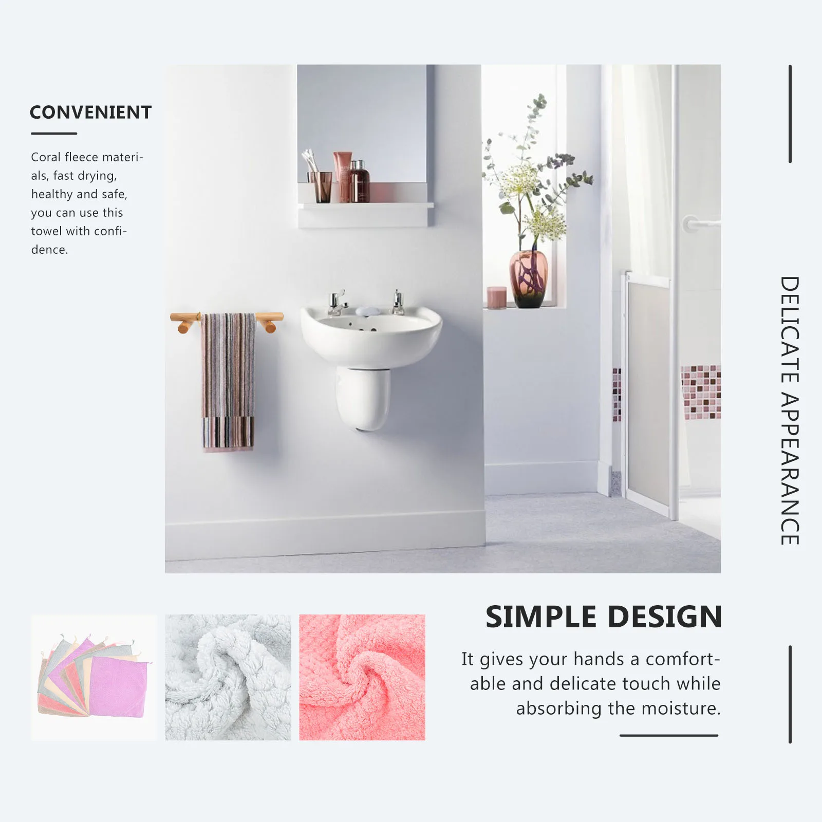 

10Pcs Coral Fleece Hanging Loop Hand Towels Absorbent Quick Dry Towels Kitchen Bathroom Restroom Hanging Kitchen Towel