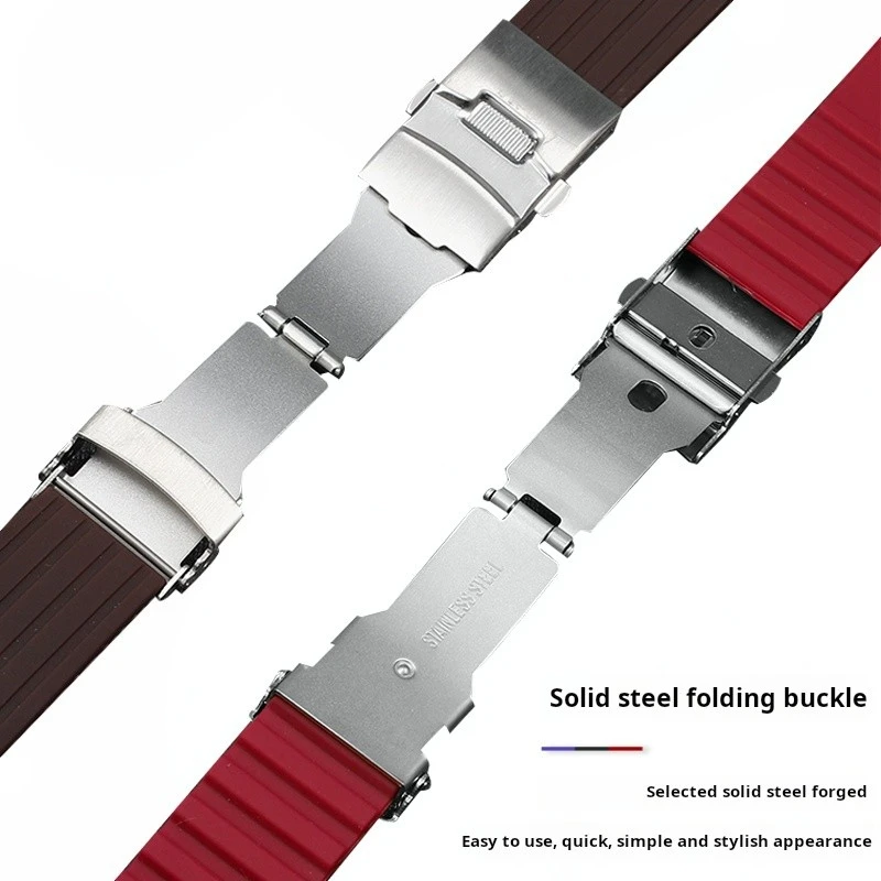 Safety buckle rubber watch strap Men 20 22mm For Seiko PROSPEX SKX007 Water Ghost Abalone Casio MDV-106 Silicone soft Watchband