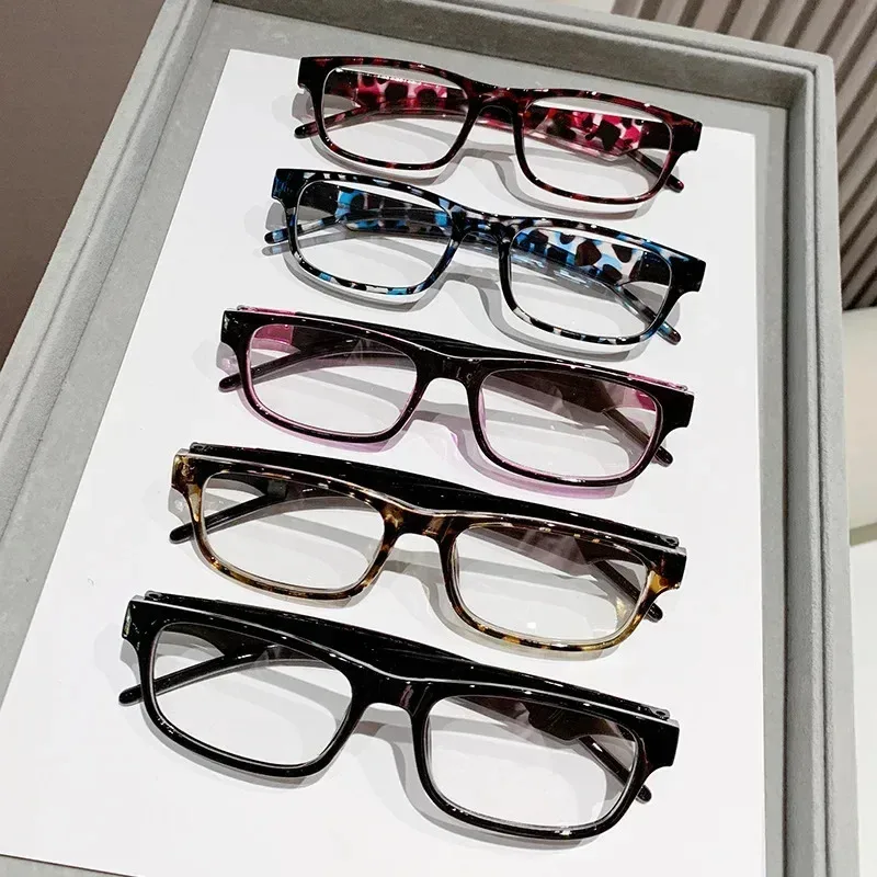 0~ +4.0 Leopard  Reading Glasses Anti Blue Light Print Presbyopia Glasses Neutral Rectangular Black Eyeglass Frame Elderly
