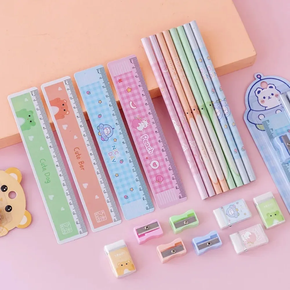 2025 Kid Cartoon Pencils Set School Stationery Kits Wooden Pencils with Eraser Cute Stationery Students Children School Supplies