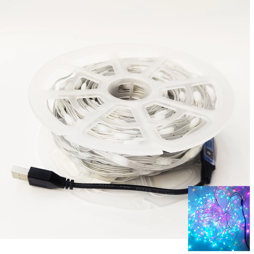 New 5V WS2812/WS2811 Programmable RGBIC Dream Color LED Strip Kit – inlcude USB Controller for Christmas LED Fairy Lights