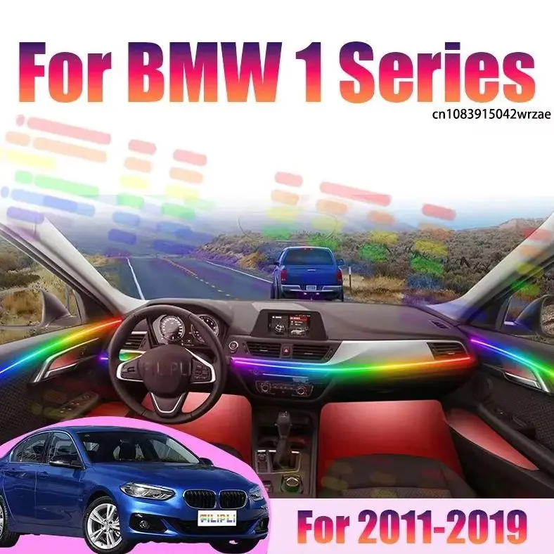 

For BMW 1 Series F20 F21 2017 Car LED Ambient Lamps Colorful Atmosphere Lights Auto Interior Neon Strip App Control 64 RGB Light