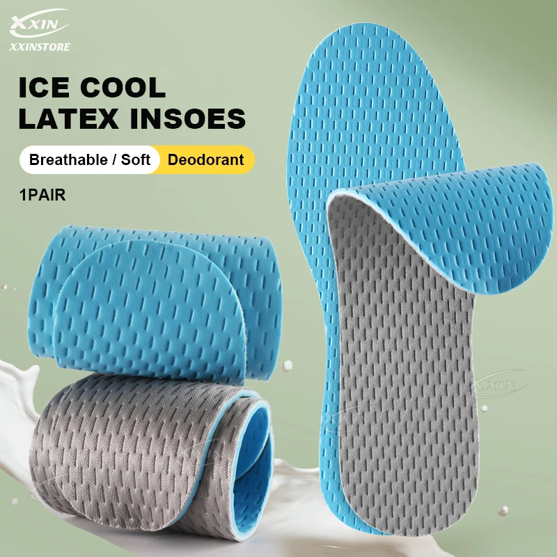 【Xxin】1/2 Pair Latex Insole Deodorized Breathable Insoles Women Insole Pad Sport Insole for Men Size 35-46