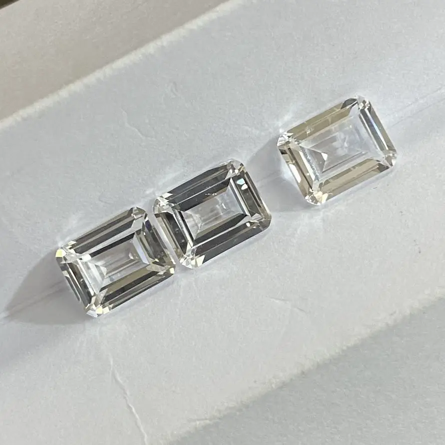 

5x7mm To 10x14mm Emerald Cut White Sapphire Corundum Lab Created Octagon Gemstone