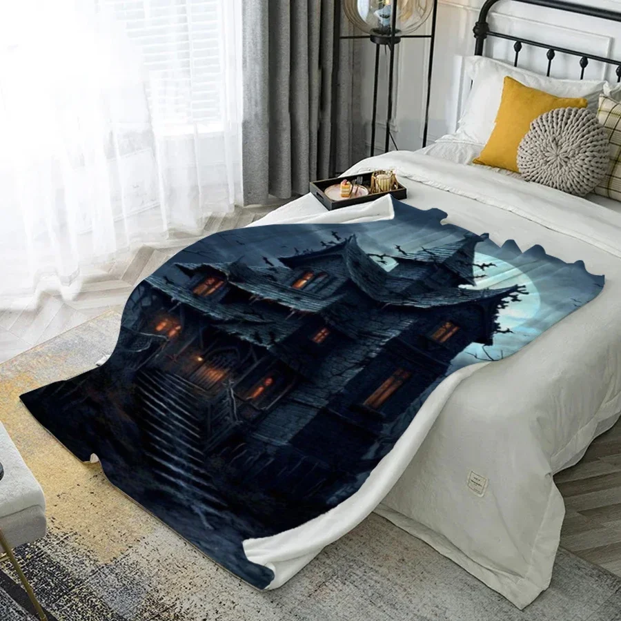

Haunted House Blanket Microfiber Flannel Cover Blanket Bedroom Living Room Sofa Soft And Comfortable Home Decoration