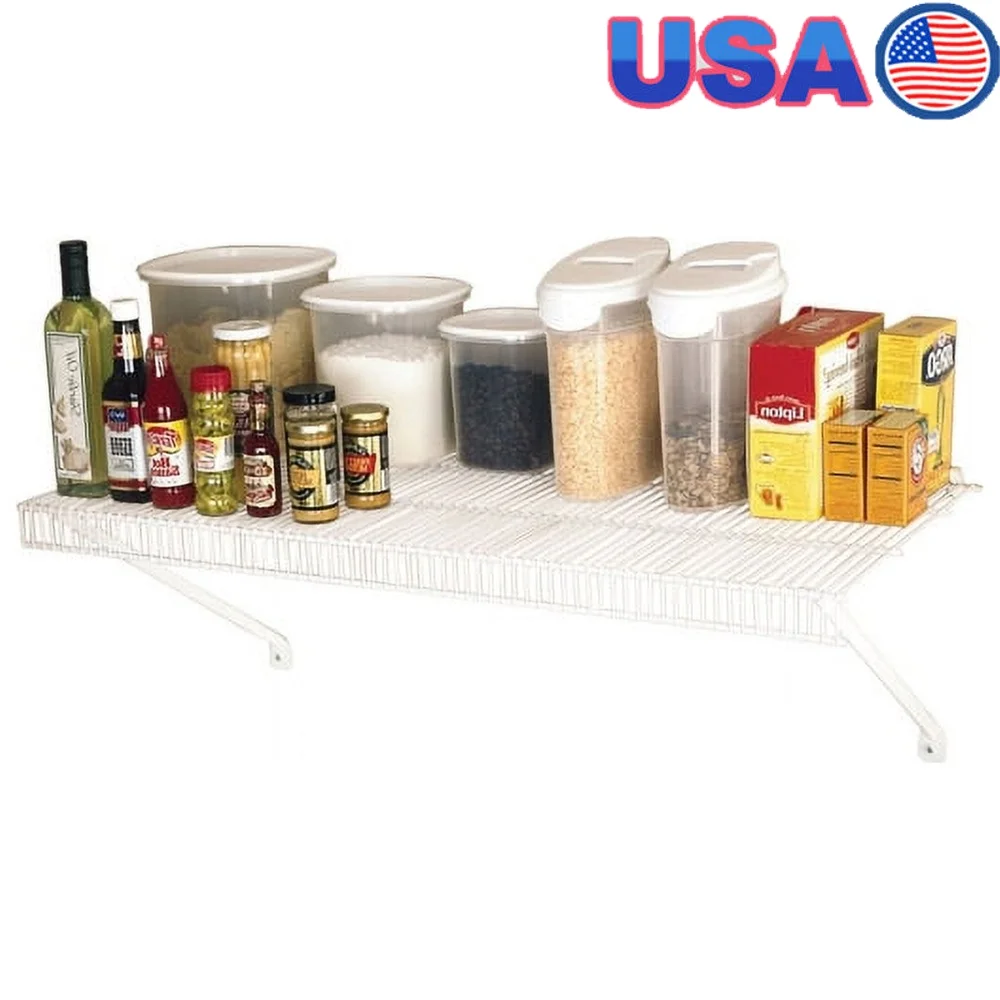 Freestanding Steel Storage Shelf Tight Mesh Design 30 lbs Capacity Durable White Ventilated Shelving Easy to Clean Indoor Use