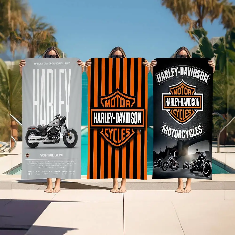 H-HarleyS LOGO Davidson Beach Towel Colorful Bath Towels For Girl Microfiber Quick Dry Custom Sand Free Beach Yoga Spa Gym Pool