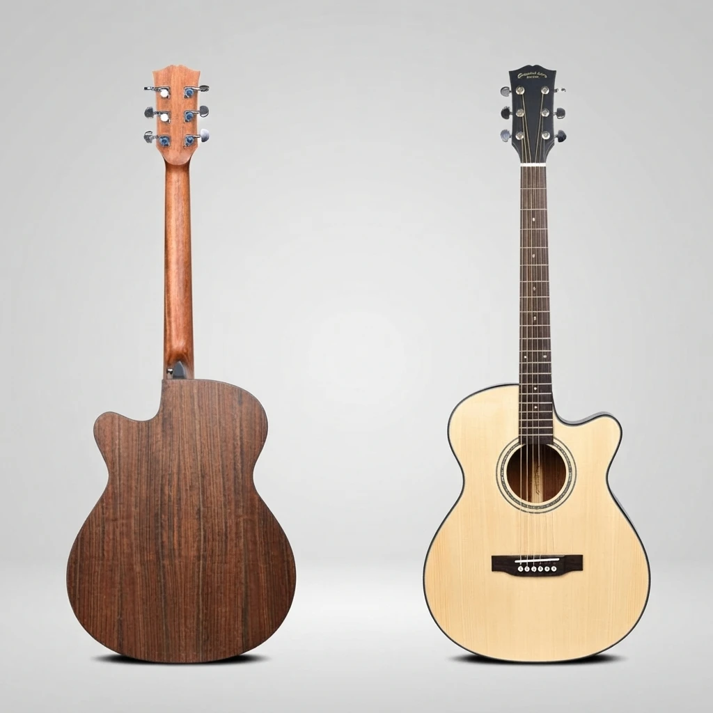 GA‑Style Cutaway Acoustic Folk Guitar,Solid Spruce Top,Rosewood Fretboard,Gloss Surface, For Beginner Music Practitioners