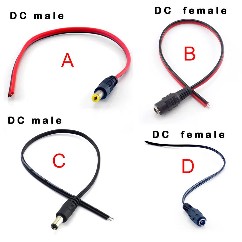 5pcs 12V DC Power Cable Male Female Plug Adapter Connector Adaptor for CCTV Camera Security System 5.5*2.1mm w28