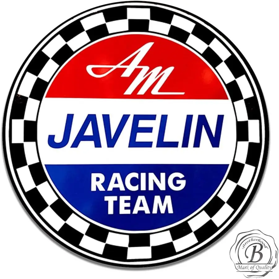 American Motors Javelin Racing Team Garage Sign Metal Garage Sign Vintage Style Garage Signs Garage Decor Metal Tin Signs Round