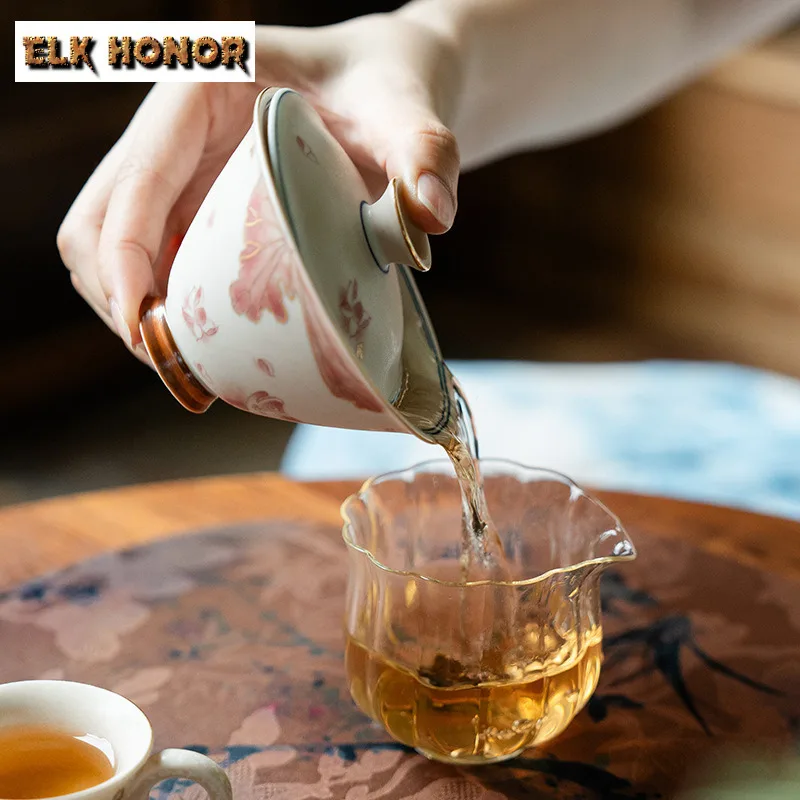 110ml Hand-painted Red Fish Algae Pattern Gaiwan Elegant Tea Tureen Tea Bowl With Lid Kit Tea Making Cover Bowl Chinese Tea Set