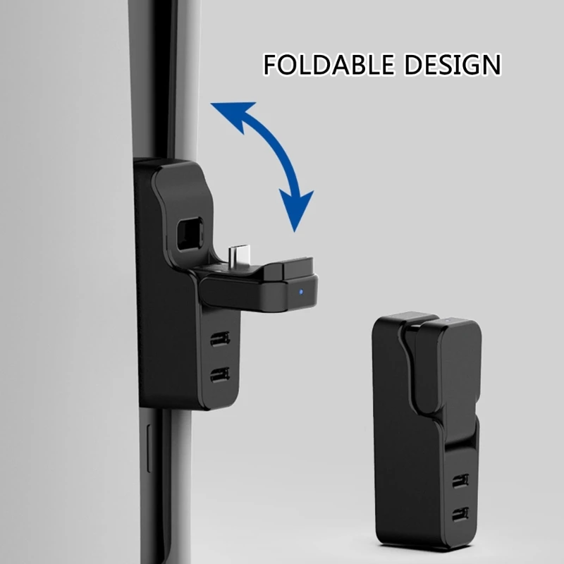 Charging Adapter Converter Expansion Hub for Slim Foldable Charging Stand with 2 USB C Port and Light