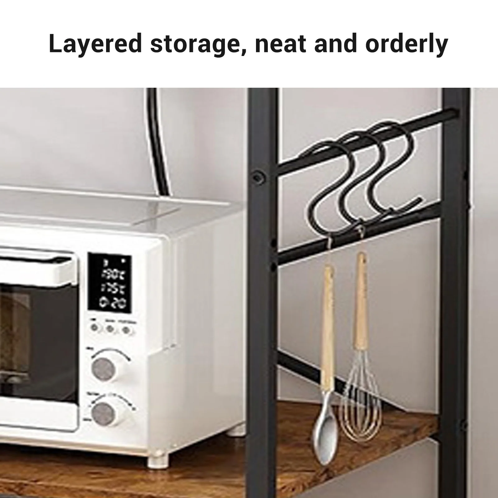 

Storage Shelving Unit Easy To Maintain Metal Structure Simple and Stylish Multi Layer Organizer Rack for Microwaves Ovens