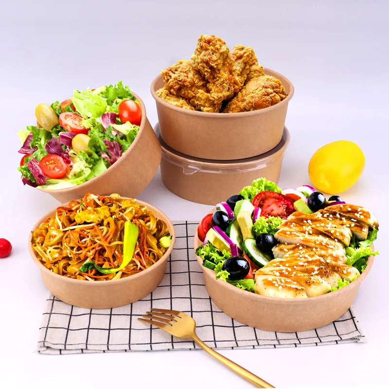 Customized productWholesale Disposable PLA Paper Bowl Take Away Fast Food Packaging Box Porridge Soup Bucket Salad Bowl