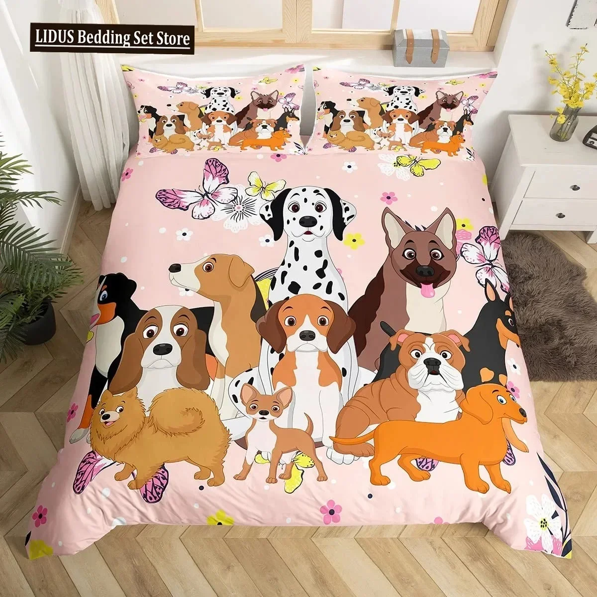 

3D German Shepherd Duvet Cover Set Police Dog Comforter Cover Full King Size for Boys Animals Puppy Dog Bedspread Bedding Set