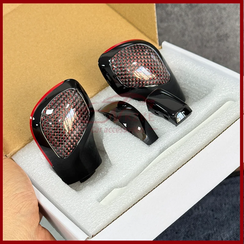 مناسبة لغطاء جانبي بمقبض ناقل الحركة من ألياف الكربون لسيارة Volkswagen Golf 6 7 R #5