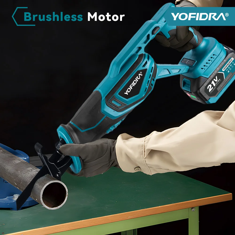 Yofidra Brushless Reciprocating Saw Handsaw Saber Multifunction Saw for Metal Wood Pipe Cutting For Makita 18-21V Battery Pin