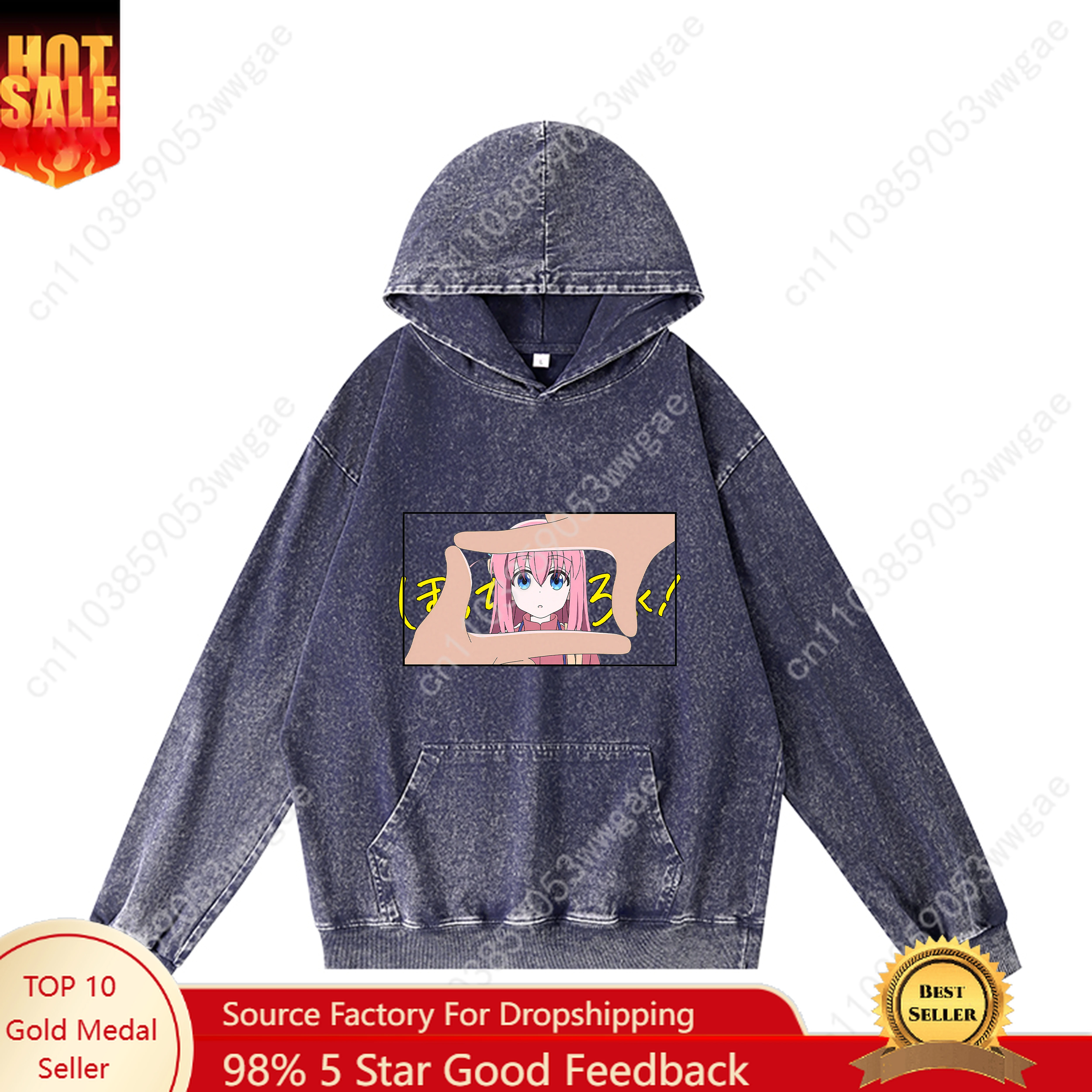 

Bocchi The Rock Hoodies Retro Hooded Sweatshirt Mens Womans Vintage Pullover Sweatshirt with Pocket Oversized Personalized Top