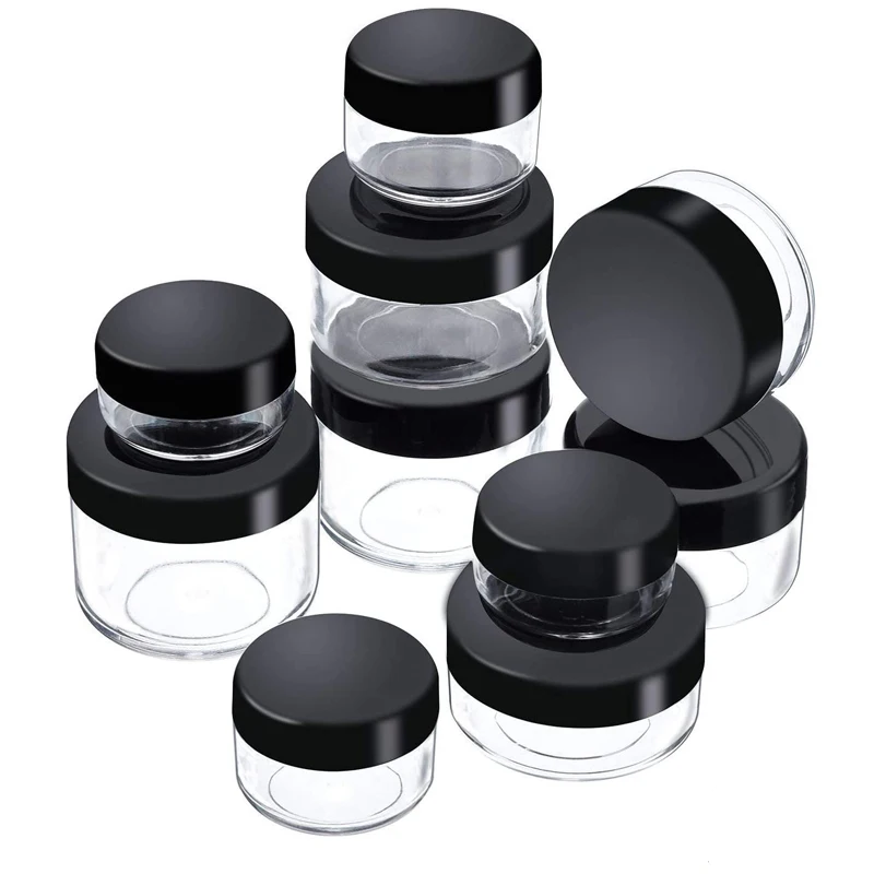 100Pieces 2/3/5/10/15/20 ml Plastic Round Clear Cosmetic Jars with Lids Pots For Women Creams jewelry Make-up Sample Containers