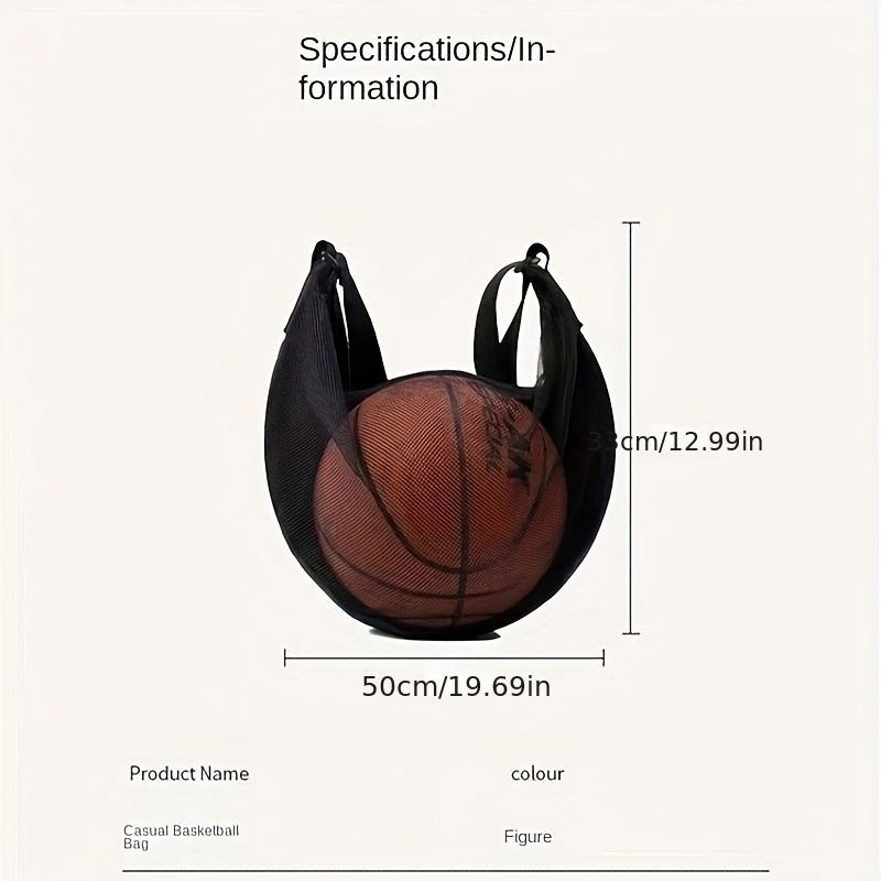 Large-Capacity Basketball Bag, Shoulder Cross-Body Sports Training Bag, Ball Storage Mesh Bag, Fitness Bag