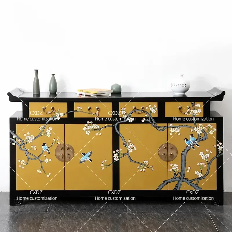 Modern Retro Wooden Shoe Cabinet Simple Entrance Hallway Sideboard Dining Cabinet Storage Wine Rack Living Room Decor
