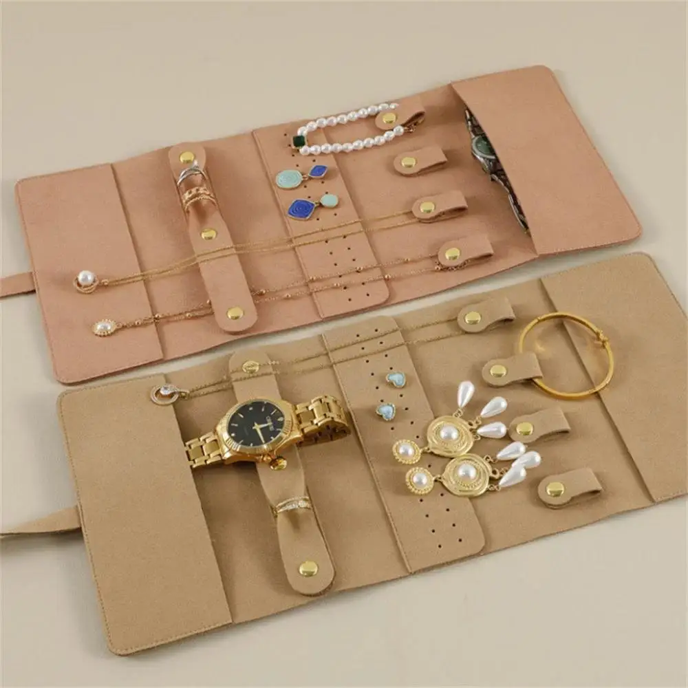 

Popular Foldable Jewelry Case Roll Travel Organizer Portable for Journey Earrings Rings Diamond Necklaces Brooches Storage Bag