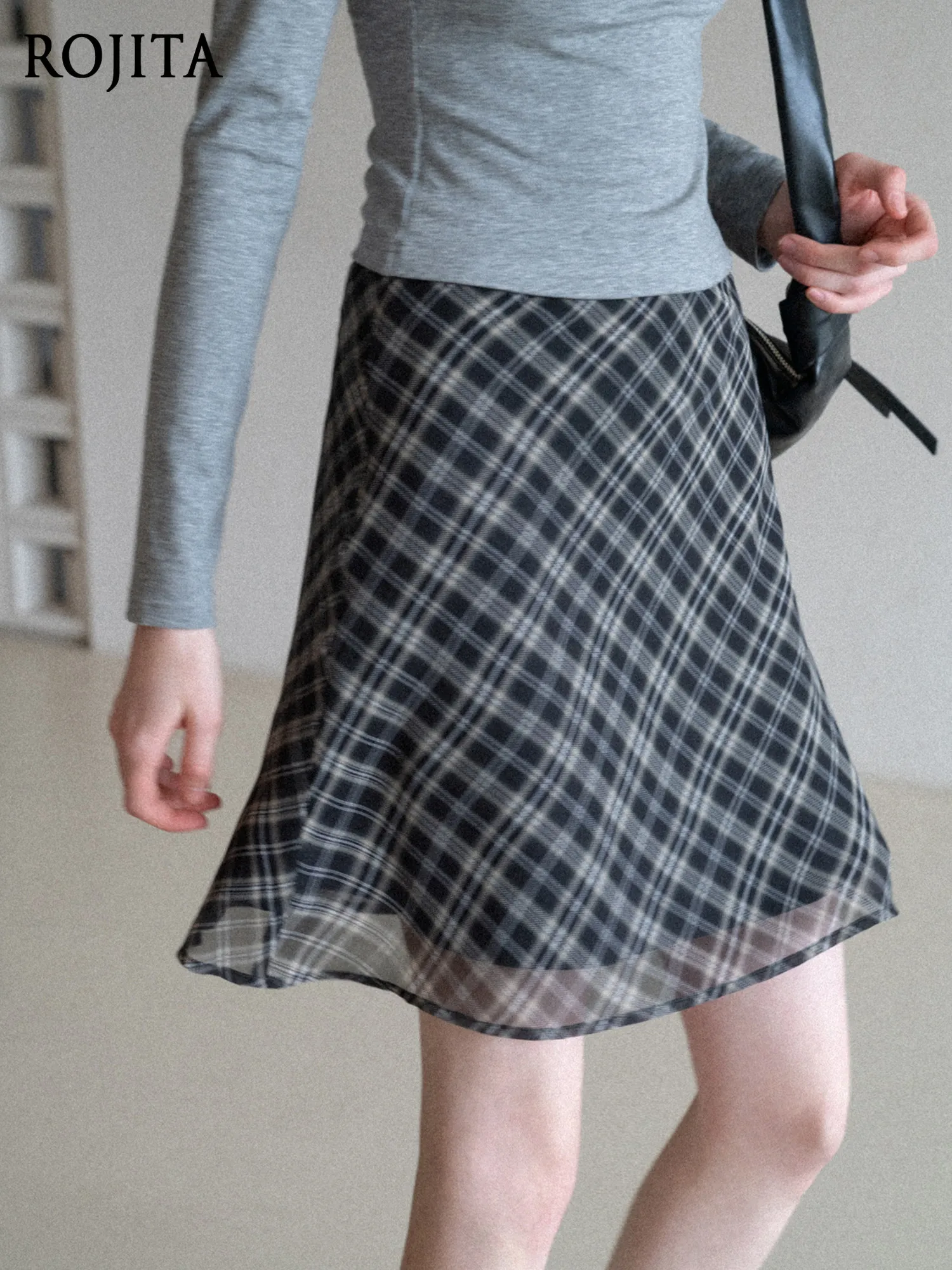 

Retro Plaid Drape Fishtail Skirt Women's Spring and Summer High Waist Temperament Casual Versatile A-line Short Skirt