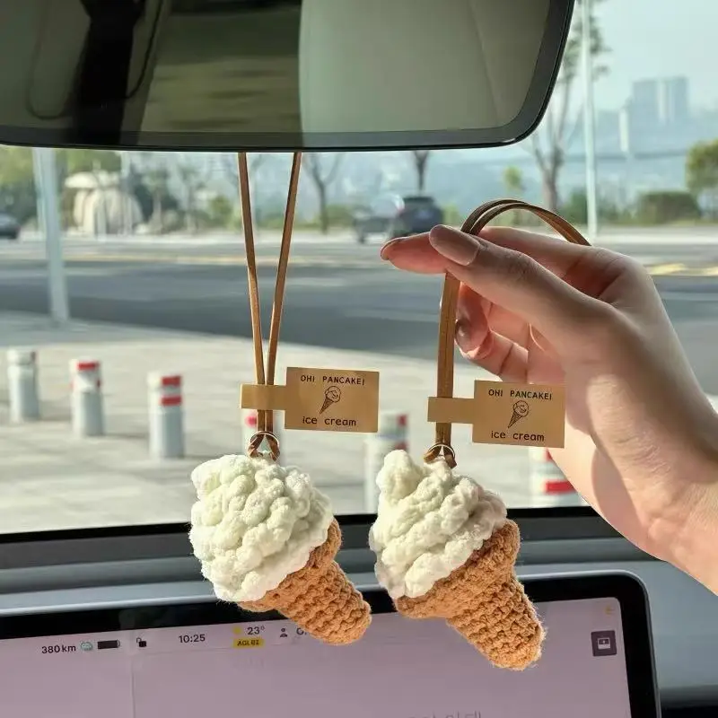 Bag Pendants women  Creative Cute Knitted Ice Cream Funny Bag Accessories Kawaii Sweet Fashionable Multifunctional Keychains