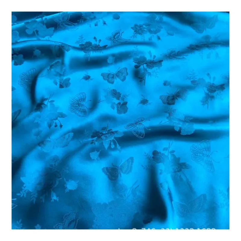 Summer skin-friendly and breathable jacquard satin flower silk fabric cheongsam Hanfu