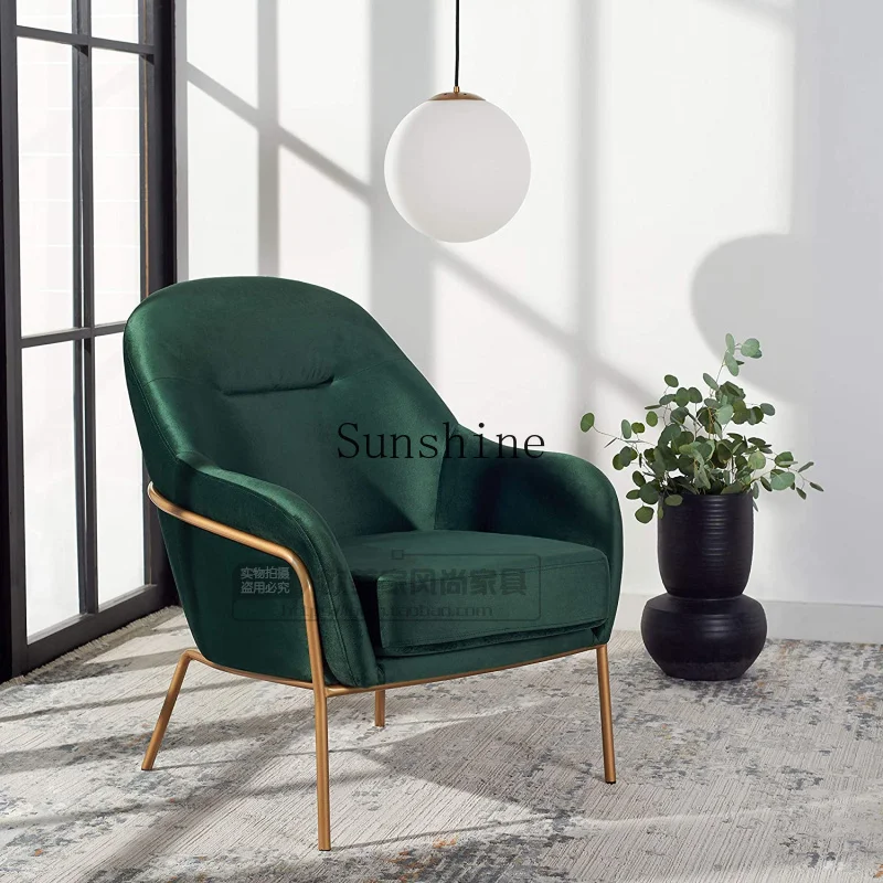 Modern light luxury high-back stainless steel velvet single sofa casual tiger chair