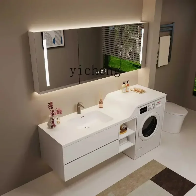 D9-High And Low Corian Washing Machine Significant Other Solid Wood Bathroom Cabinet Combination Integrated Cabinet Toilet
