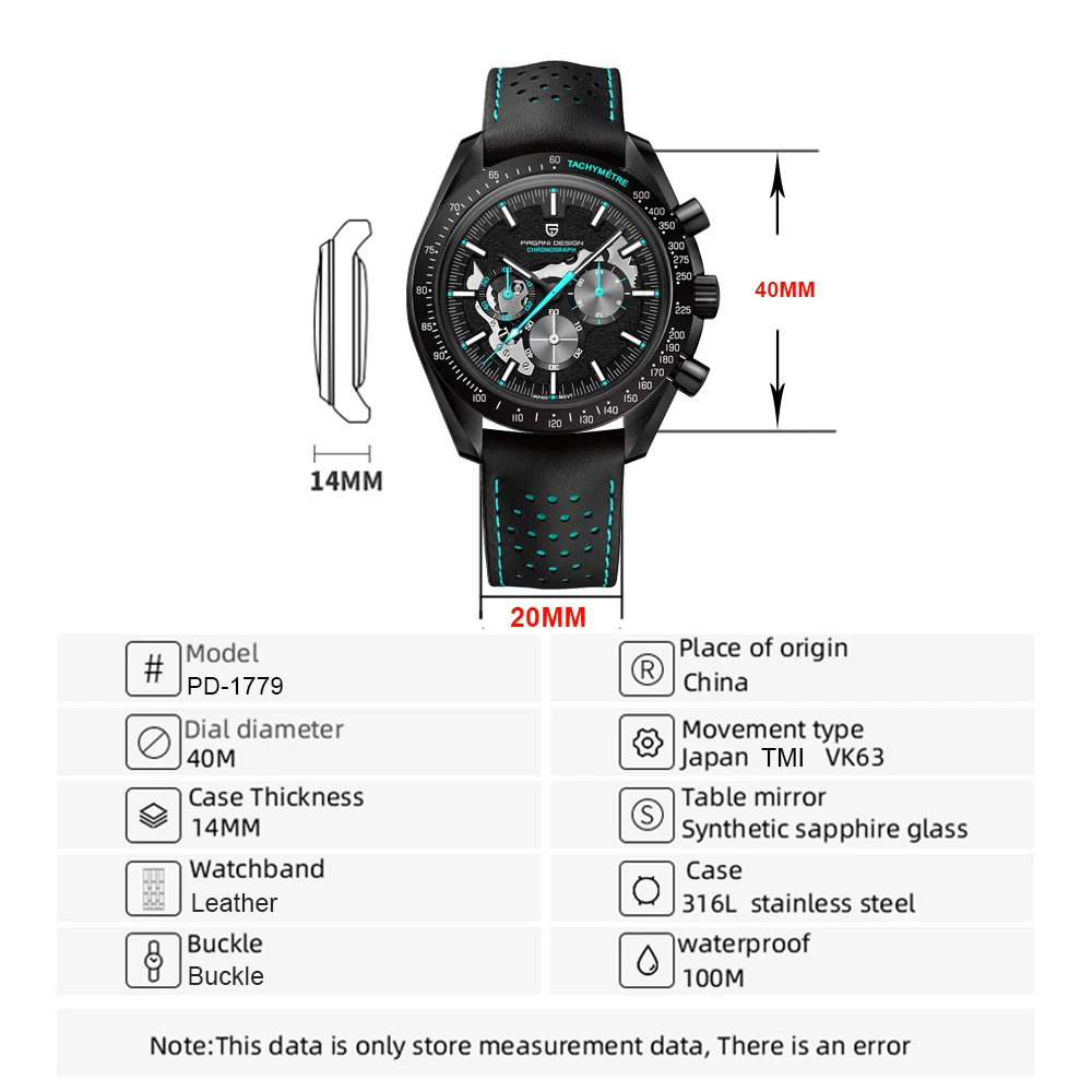 2025 جديد PAGANI تصميم ساعات رجالية فاخرة ساعة كوارتز للرجال VK63 كرونوغراف ساعة اليد AR الياقوت مقاوم للماء مضيئة