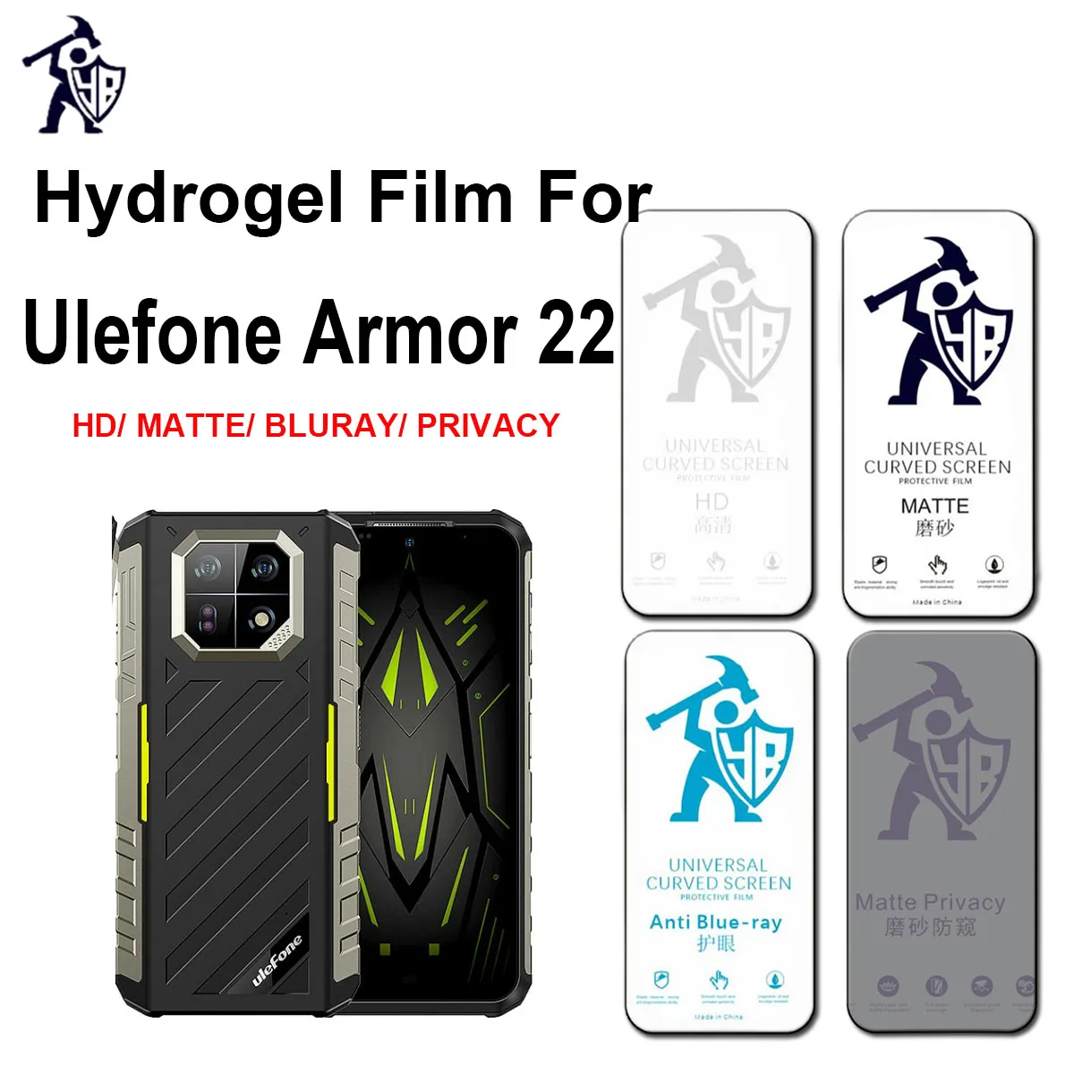2pcs HD Matte Film HD Screen Protector For Ulefone Armor 22 Eye Care Blue-ray AntiSpy Privacy Protective Hydrogel Film Not Glass