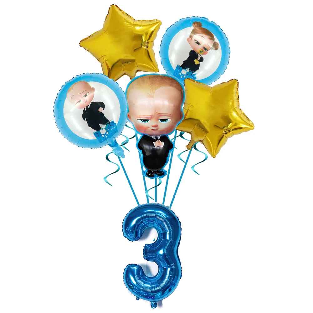 Boss Baby Cartoon Geburtstagsparty Dekorationen Hintergrundbanner Teller Becher Servietten Tischdecke Ballons Jungen Mädchen Party Babyparty – Detail 26
