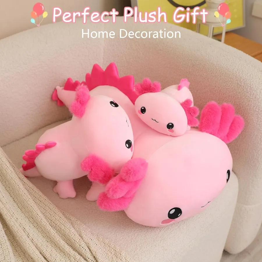 Axolotl ponderado pelúcia animal de pelúcia macio rosa 13.8 Polegada 1.6 lbs bonito travesseiro brinquedo para adultos alívio do estresse presente