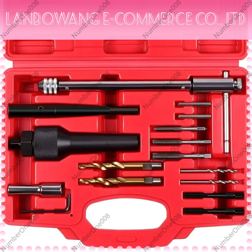 Damaged Glow Plug Removal Tool Kit, Thread Repair Extractor Set for Diesel Engines, Broken Glow Plug Remover Drill Wrench