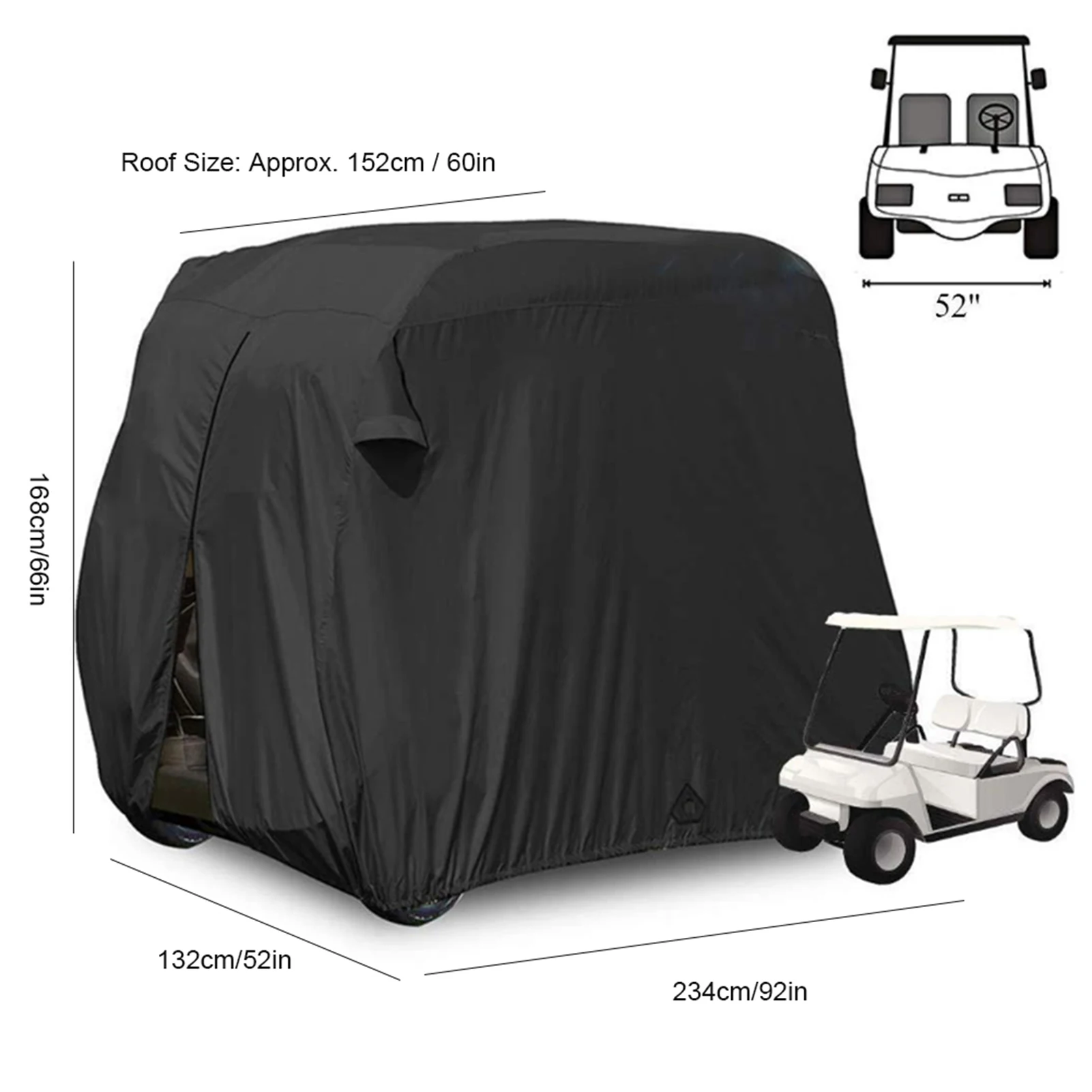 

210D Black Cart Cover Waterproof Rainproof Dustproof Cover for Golf Cart Home Supplies Outdoor Supplies Cart Protector Car Cover